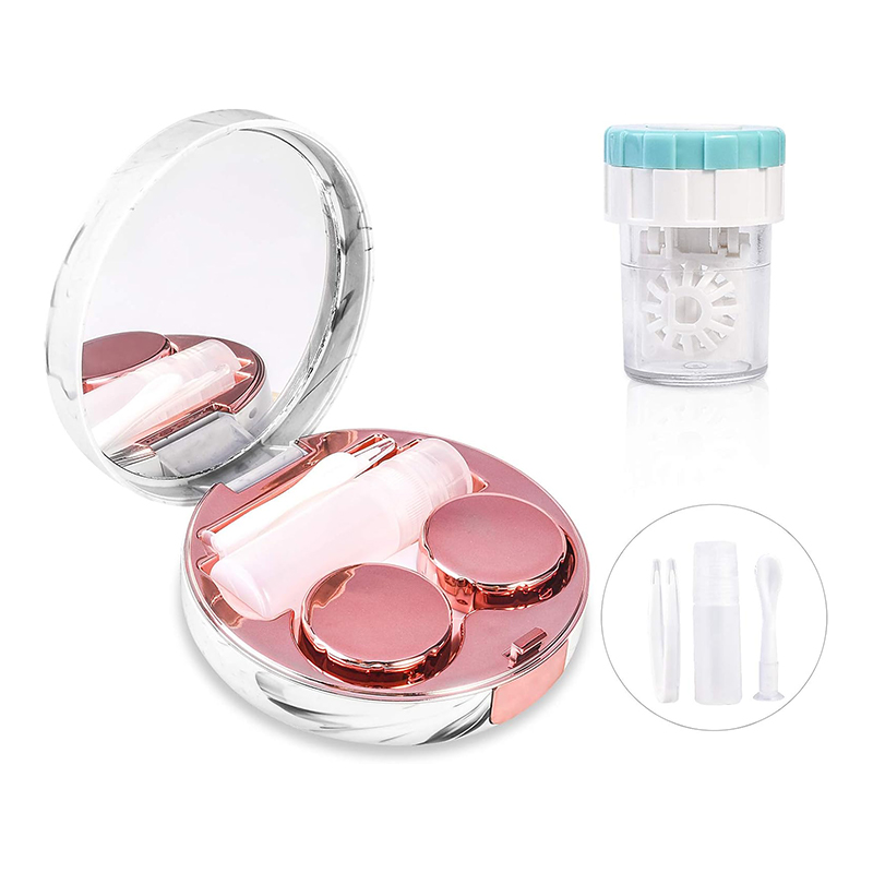 Marble Mirror Color Contact Lens Case with Cleaner Washer Kit